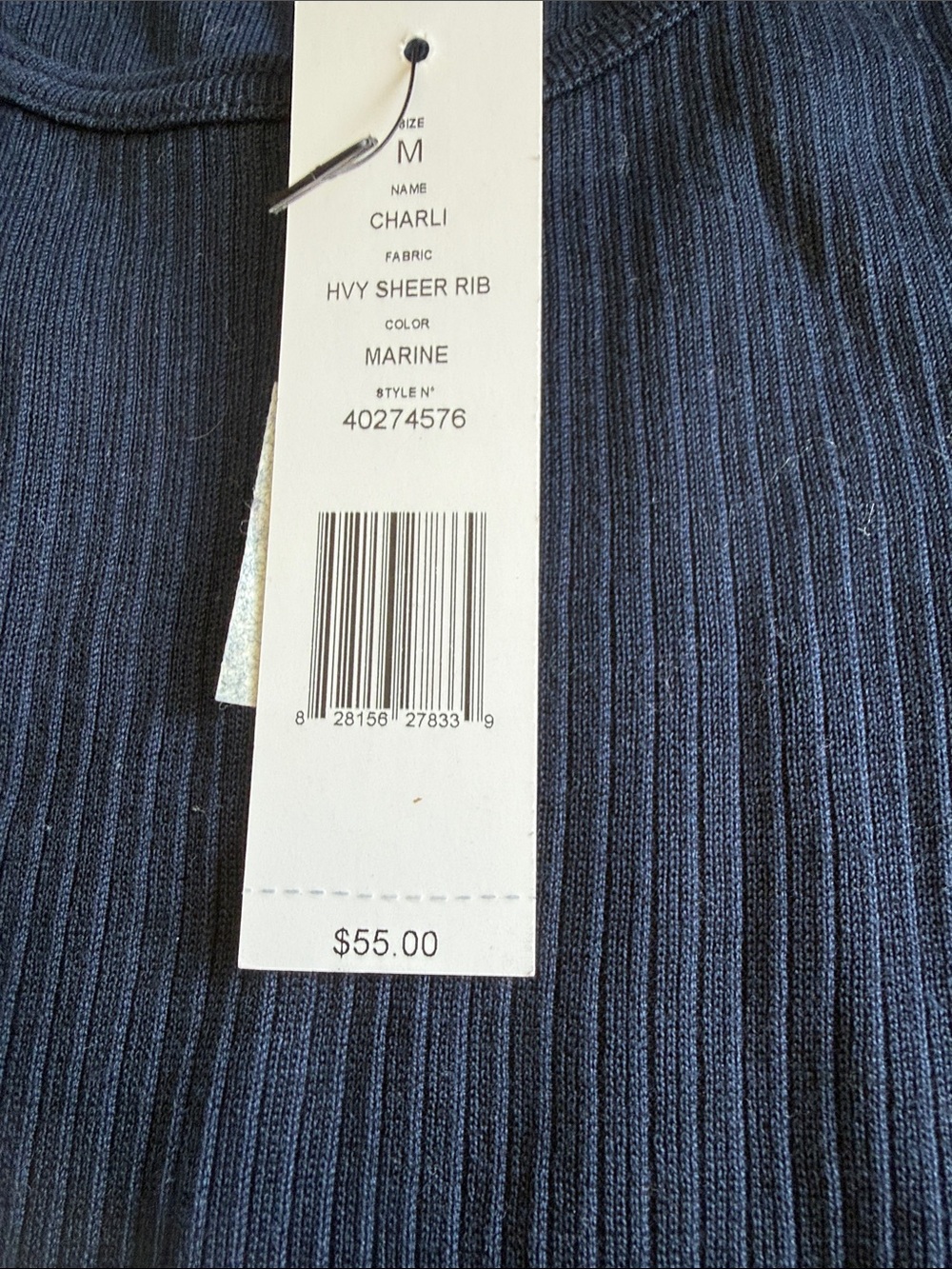 Theory Navy Ribbed Tank Top - Picture 2 of 3